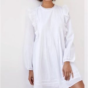 Make the Cowboys Cry Aritzia Wilfred La Boheme Ruffled white Elia Dress L B033